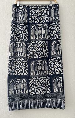Vintage Passports Pier 1 Imports Elephant Wrap Maxi Skirt Boho Batik Blue Lg